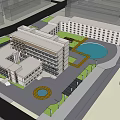 Multi Story White Building Exterior With Modern Design And Multiple Windows 3d model