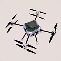 Multi Rotor Drone With Green Top And Black Propellers Structure Design 3d model
