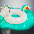 Unicorn Shaped Inflatable Swimming Ring With Rainbow Mane And Tail For Summer Water Sports