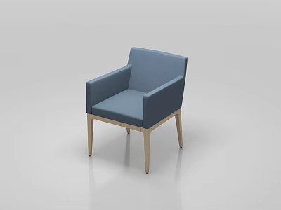 Modern Blue Leisure Chair With Wooden Legs And Comfortable Upholstered Seat Design 3d model