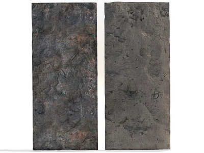 Two Textured Wall Surfaces With Natural Stone Rough Texture And Gray Tones 3d model