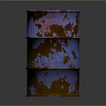 Rusty Blue Metal Drums With Peeling Paint Stacked Industrial Storage Equipment
