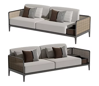 New Chinese-style double sofa 3d model