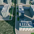 Multiple Industrial Factory Buildings With Symmetrical Layout And Green Surroundings