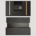 Modern Black Kitchen Cabinets With Gold Accents Kitchen Island And Integrated Appliances