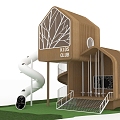 Tree House Now Wooden Slide Fun 3d model