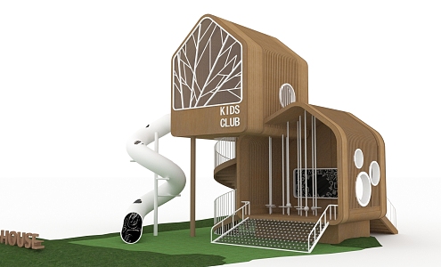 Tree House Now Wooden Slide Fun 3d model