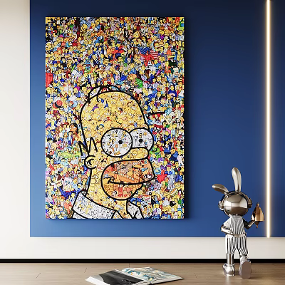 Modern decorative painting cartoon tide play decorative painting 3d model