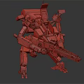 Futuristic Military Mecha Warrior With Green Armor And Heavy Mechanical Weapon