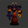 Burning Demon Game Movie Character With Horns Armor And Flaming Body