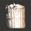 Wicker Storage Basket With Folded Household Items For Home Organization 3d model