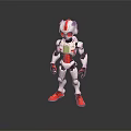 White Red Mechanical Robot Character With Armor Helmet And Standing 3D Model Design 3d model
