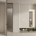 Modern Hinged Door Interior Design With Small Green Landscape And Decorative Lighting 3d model