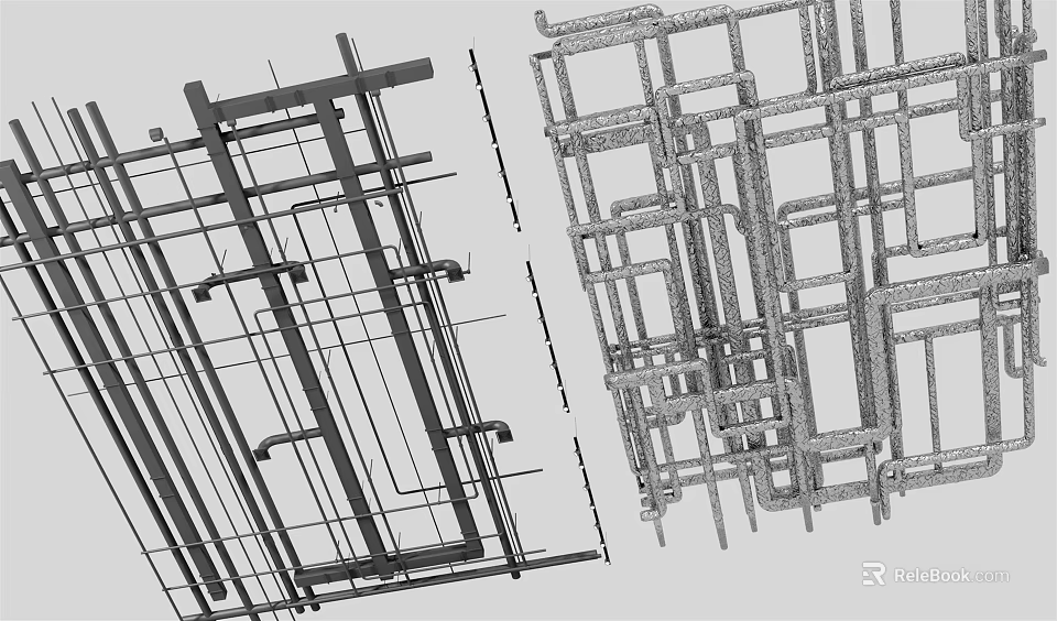 Ceiling Metal Framework Structure With Support Beams And Grid Design 3d model 