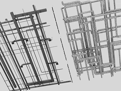 Ceiling Metal Framework Structure With Support Beams And Grid Design 3d model