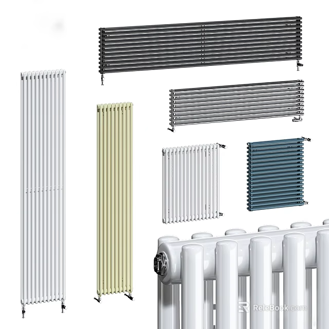 Various Colors And Designs Of Home Heating Radiators For Modern Interiors 3d model 