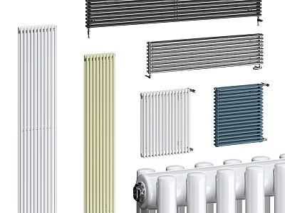 Various Colors And Designs Of Home Heating Radiators For Modern Interiors 3d model