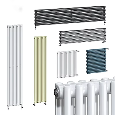 Various Colors And Designs Of Home Heating Radiators For Modern Interiors 3d model