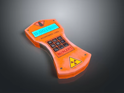 Orange Computer Radiation Detection Device With Digital Display Keypad WALERT Label And Radiation Symbol 3d model