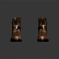 Brown Leather Boots With Black Straps And Buckle Design Vintage Style