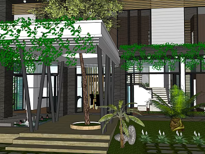 Modern single-family villa villa architecture and indoor and outdoor 3d model