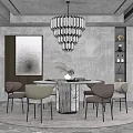 Modern Dining Table and Chair Combination Round Table 3d model