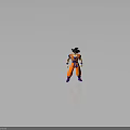 Anime Character Goku 3D Model Figure With Orange Outfit Blue Belt And Chest Emblem