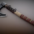 Handcrafted Vintage Axe With Metal Head Wooden Handle And Leather Wrap