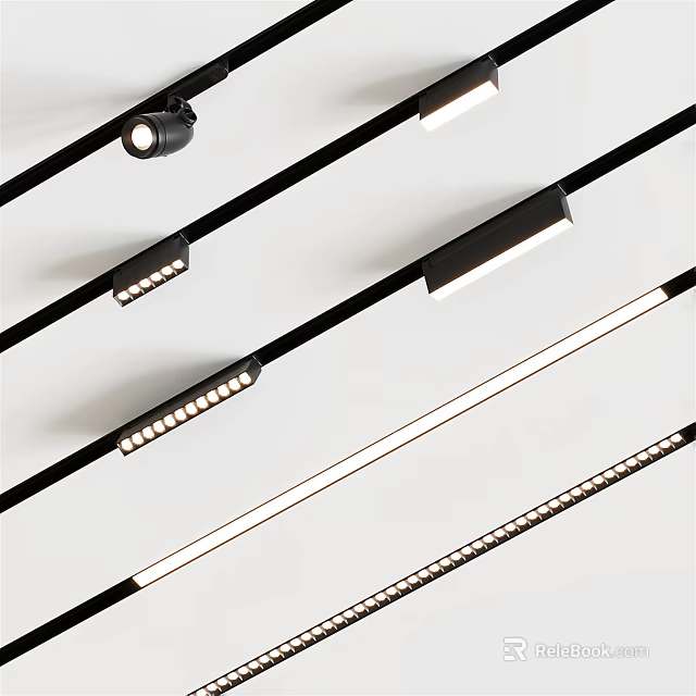 Modern LED Downlights And Spotlights In Various Black Designs For Home Lighting 3d model 