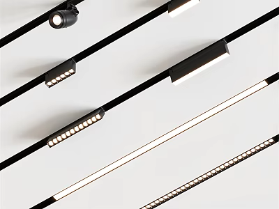Modern LED Downlights And Spotlights In Various Black Designs For Home Lighting 3d model