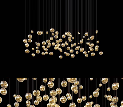 Modern Golden Sphere Chandelier Hanging Decorative Design For Elegant Interior Spaces 3d model