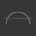 Shiny Curved Metal Frame Structure Featuring Interconnected Arcs And Silver Finish