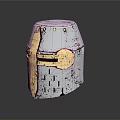 Medieval Weapon Helmet With Silver And Gold Metal Rivets And Grill Design