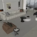 Modern sofa coffee table combination 3d model
