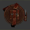 Red Distressed Leather Duffle Bag With Brown Straps And Metal Rivets