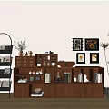 vintage bookcase middle ancient bookcase 3d model