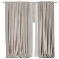 Beige Pleated Linen Curtains With Sheer White Panels And Textured Window Design
