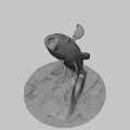 Game and Movie Character Metal Fish Statue In Leaping Pose With Square Textured Base
