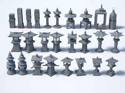Diverse Traditional Outdoor Lights Featuring Ornamental Lantern Styles For Garden Decoration 3d model