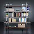 Stylish Multi Tiered Bookshelf With Various Books Magazines And Decorative Items