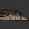 Detailed Rocky Terrain Model With Layered Earth Vegetation And Green Water