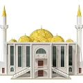 Ancient Architecture With Golden Dome White Walls Minarets And Traditional Design
