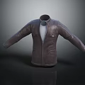 Classic Leather Jacket With Stand Collar Zipper Closure And Front Pockets 3d model
