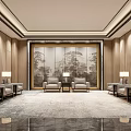 Modern Hotel Public Lounge Area With Comfortable Sofas Armchairs And Coffee Tables