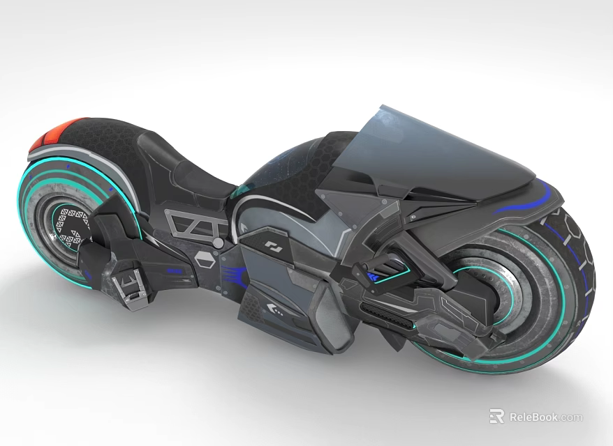 Sleek Futuristic Motorcycle With Dark Body And Neon Green Wheel Accents 3d model 