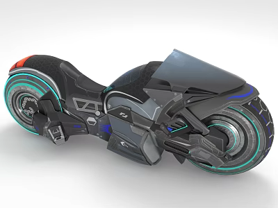 Sleek Futuristic Motorcycle With Dark Body And Neon Green Wheel Accents 3d model