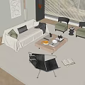 Modern Sofa Coffee Table Combination Cream Wind Combination Sofa Cream Combination Sofa 3d model