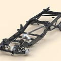 Car Chassis Frame Structure With Mechanical Components Suspension System And Wheels