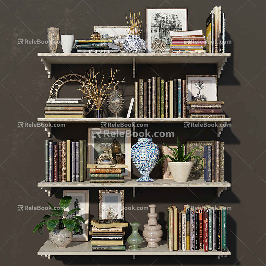 Modern Book Decorative Rack 3d model