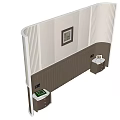 Modern Minimalist Bedroom Accent Wall With Fabric Panels Vertical Stripes And Framed Artwork